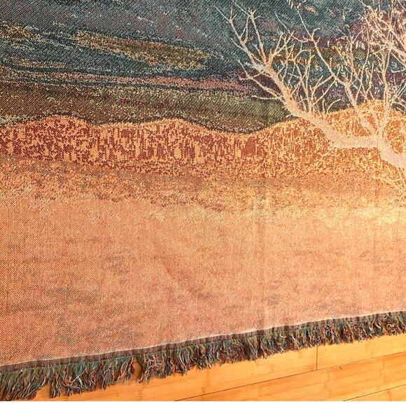 Beautiful Throw multicolored with Black tree 60x50 reversible - Picture 4 of 5